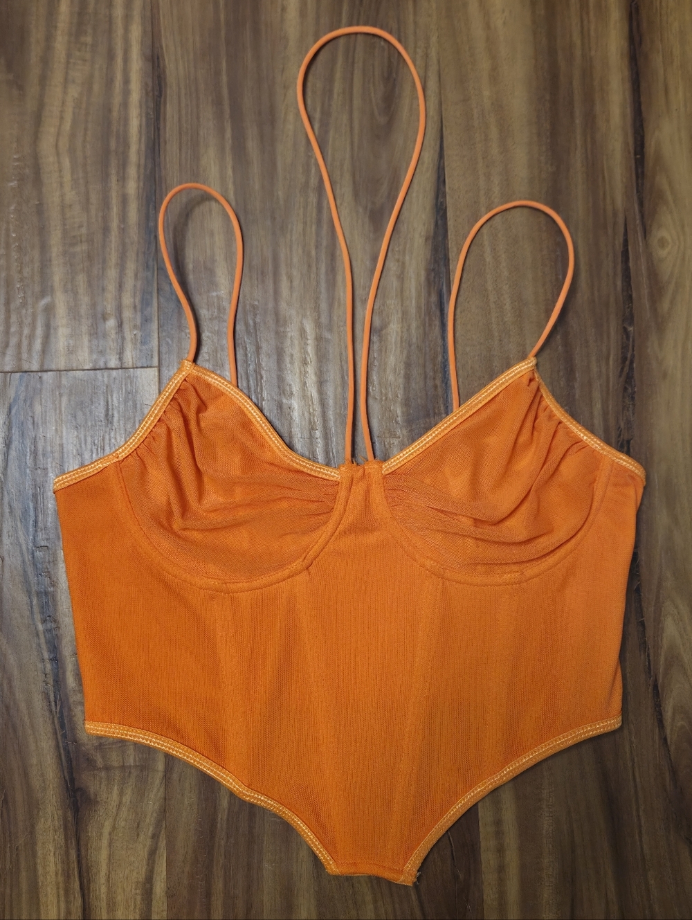 Shein Orange Stretchy Bustier Tank Top Size Small